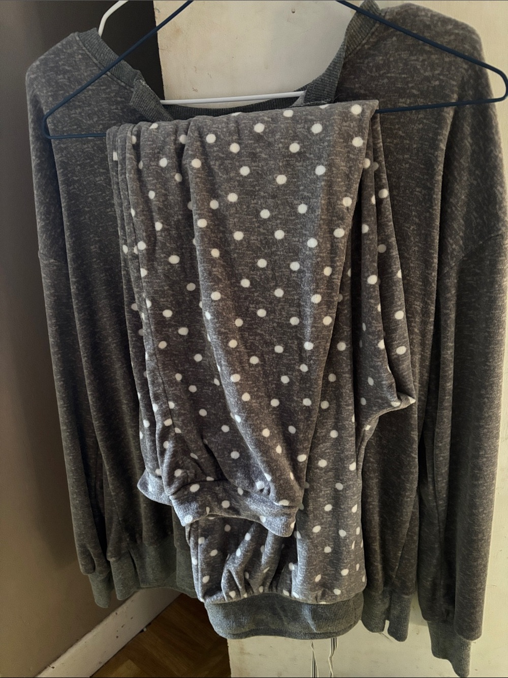Nautica Grey Crewneck Sweater with Polka Dot Lounge Pants
